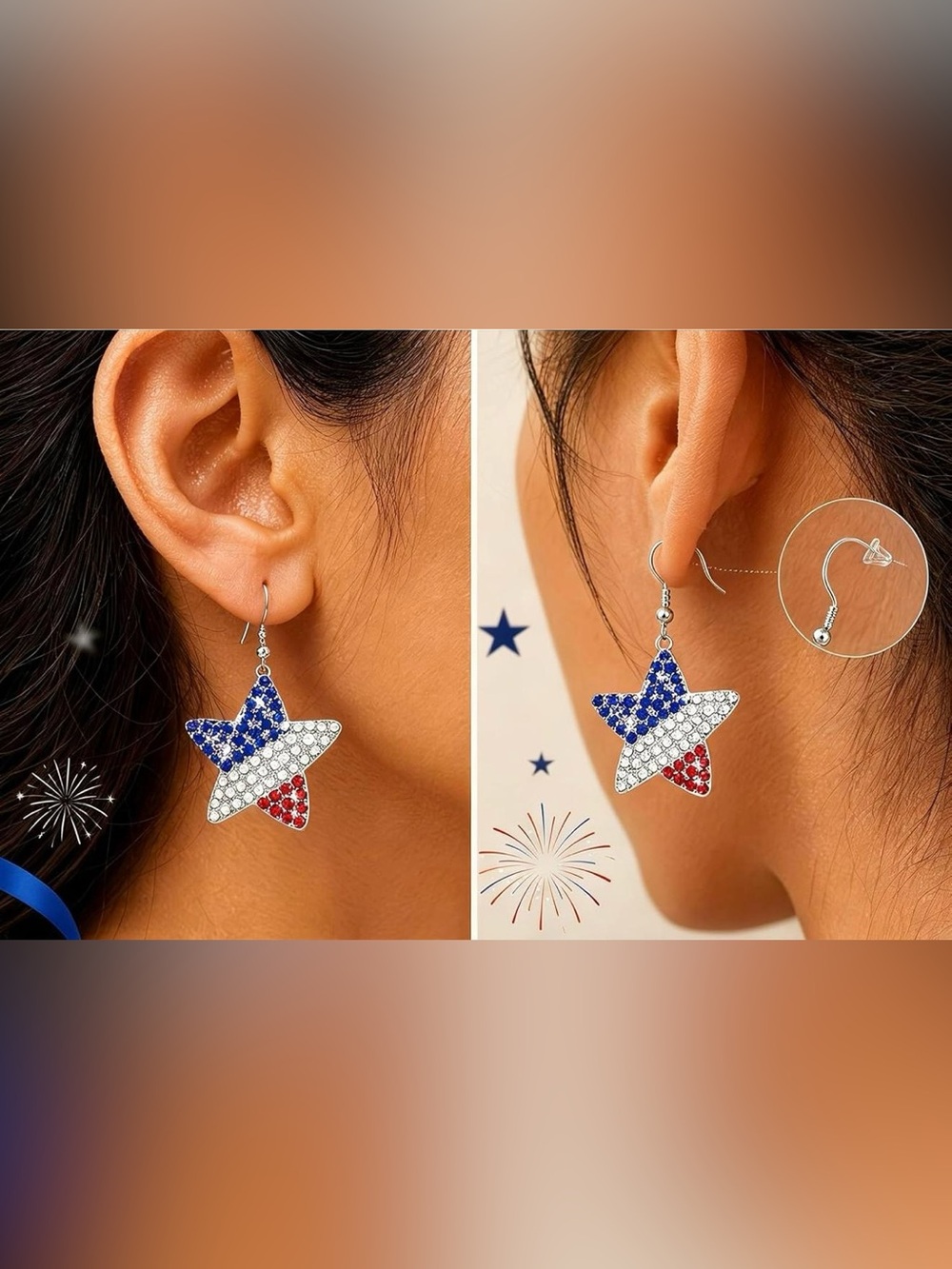 Anthropologie Silver-Star Pendant Necklace with Red, White & Blue Crystals - Picture 4 of 4